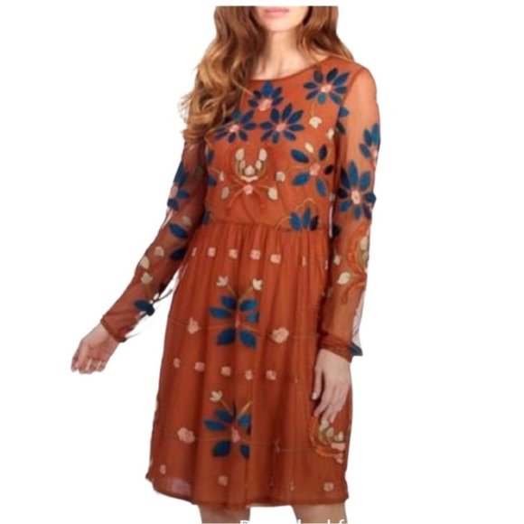 Philosophy Floral Embroidered Mesh Dress size L - Picture 3 of 8